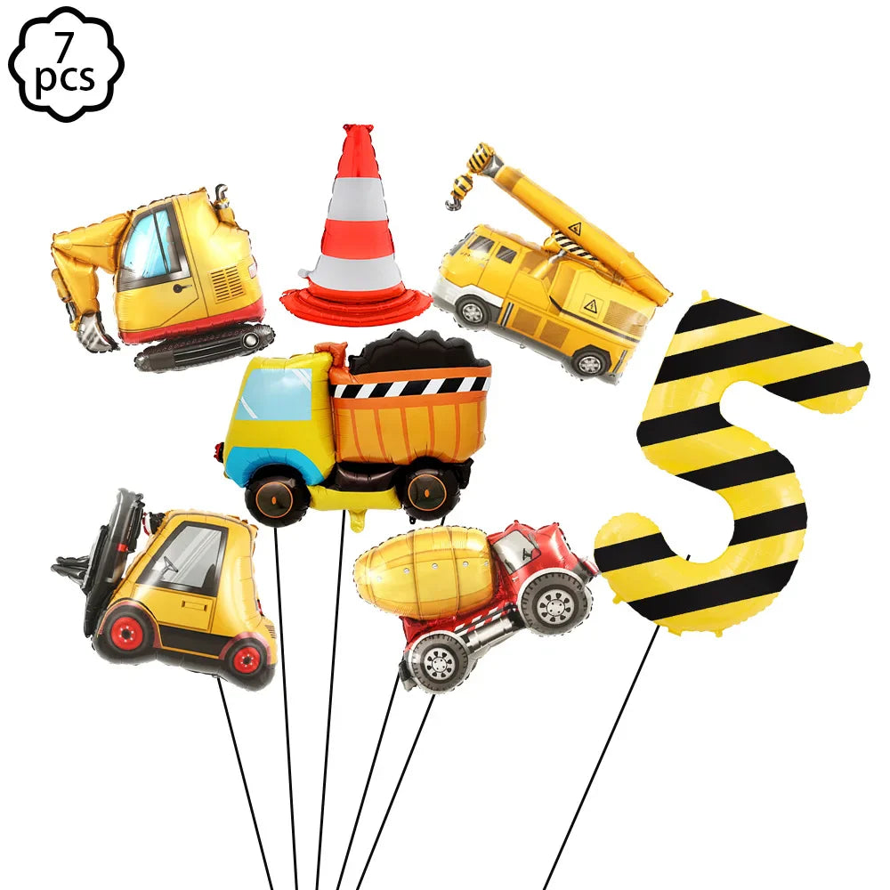 Construction Birthday Banner garland Construction Vehicles Truck Balloon Boys Birthday Party Decor Construction Party Decoration