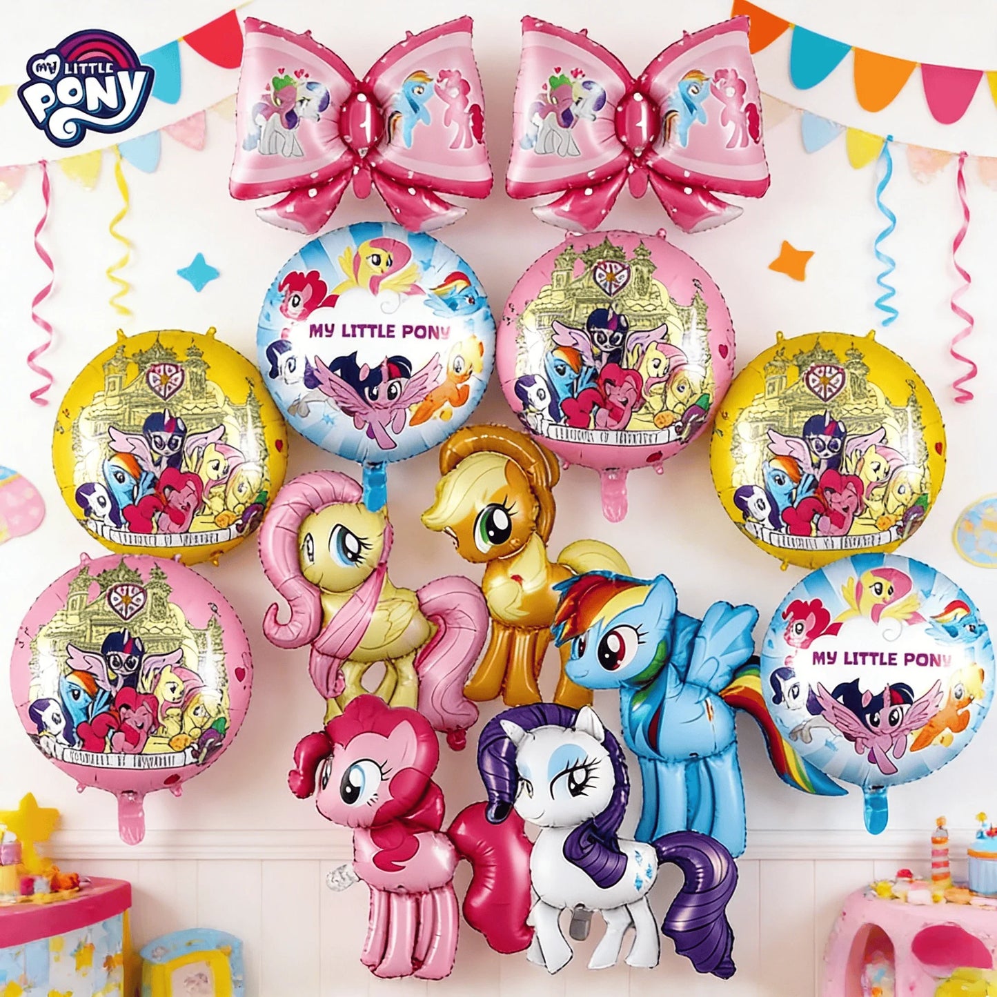 13pcs My Little Pony Themed Birthday Party Festival Decoration Balloons Pony Character Large Set for Celebrations
