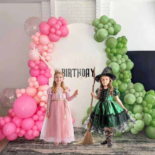 107Pcs Hot Pink Green Balloons Garland Arch Kit Macaroon Pink Green Balloons for Baby Shower Wedding Bridal Shower Party Decor