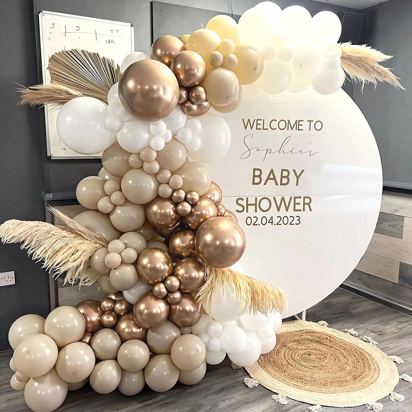 152pcs White Sand Metallic Balloons Garland Kit - Champagne Gold &