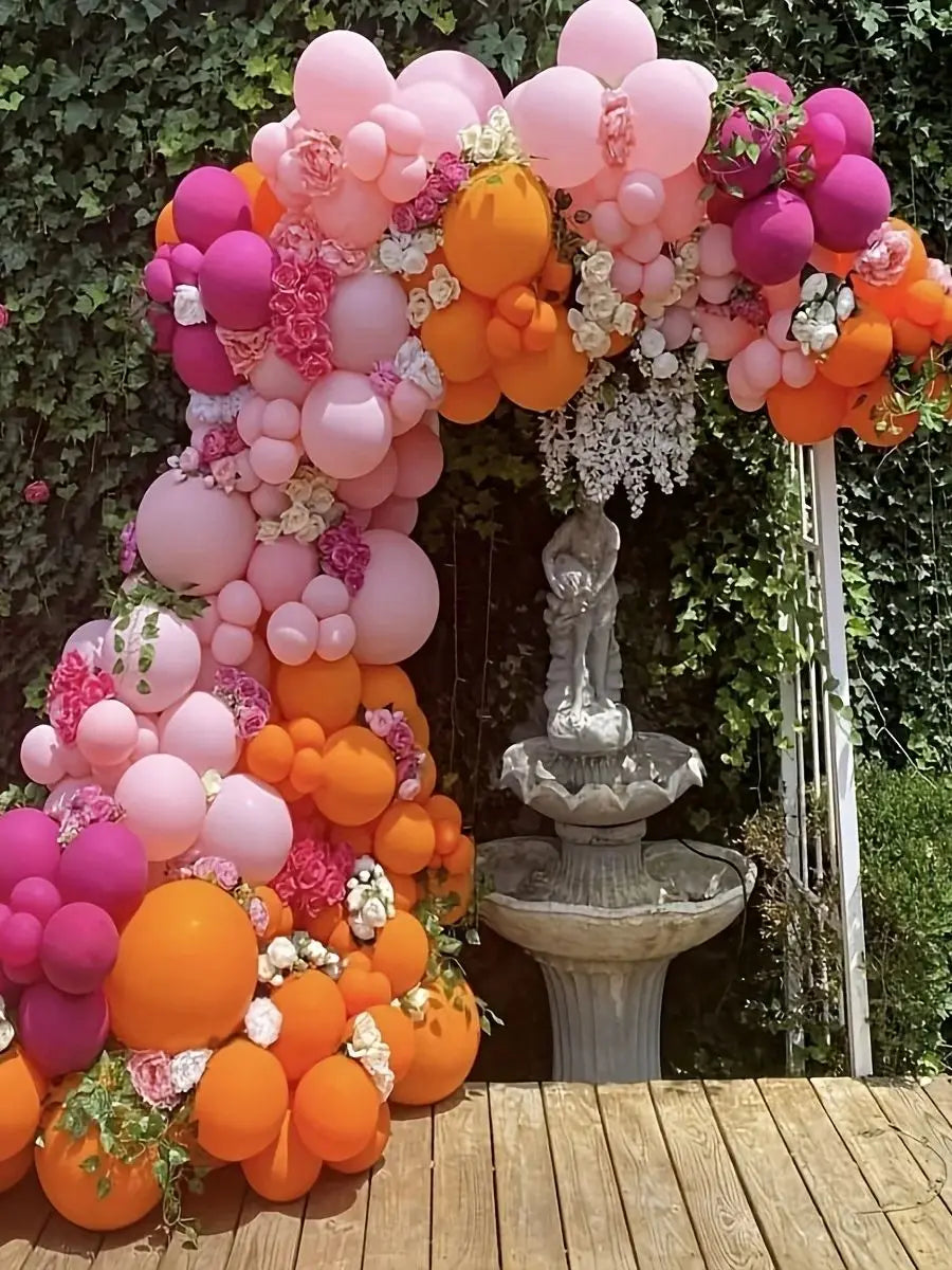 137pcs Pink,Orange & Gold Garland Kit for Birthdays, Anniversaries,