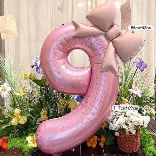 40inch Pink Digital Bowknot Bow Aluminum Foil Balloons for Girls