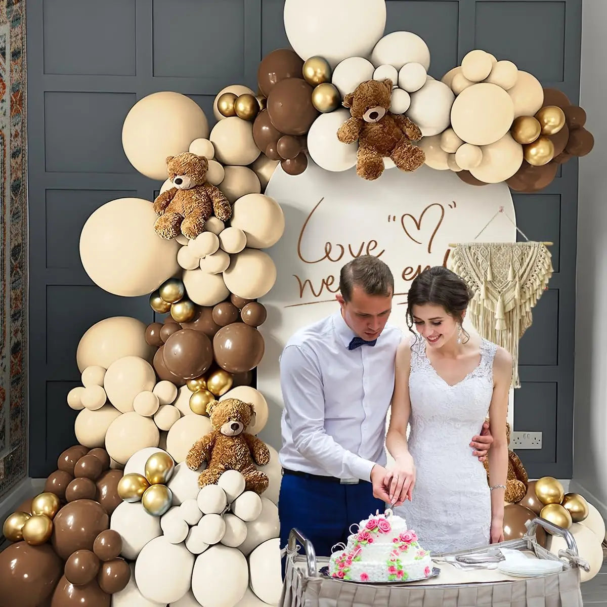 96Pcs Brown Sand White Beige Balloons Garland Arch Kit for Woodland