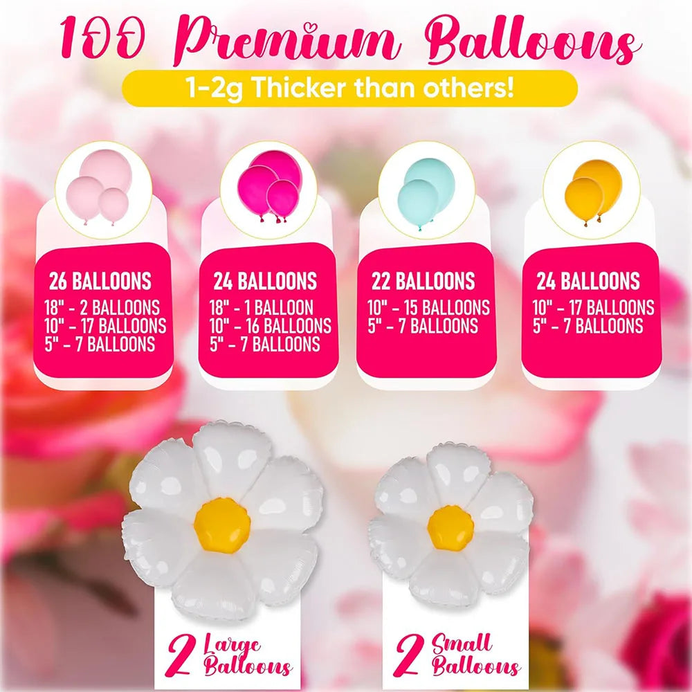 All-In-One Daisy Balloon Garland Kit and Arched Comes with Daisy –
