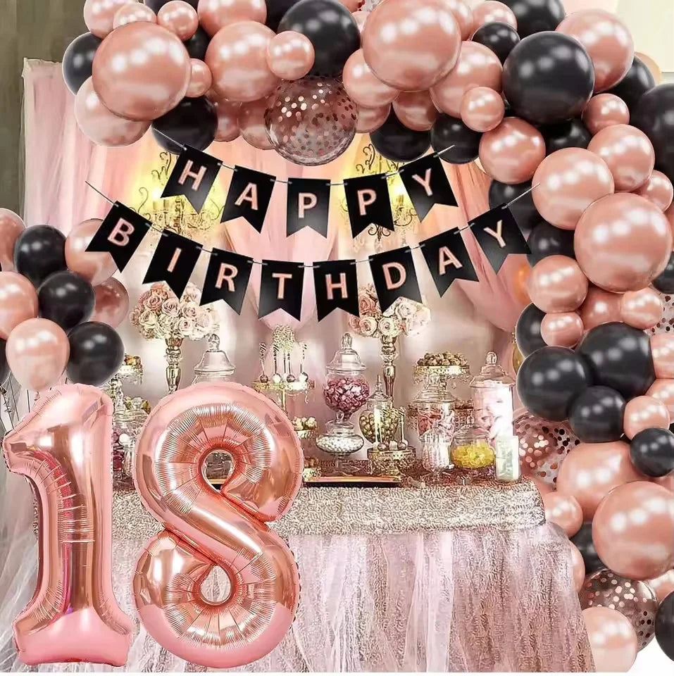 99pcs Rose Gold 18th Birthday Party Decoration ,18th Birthday Balloons