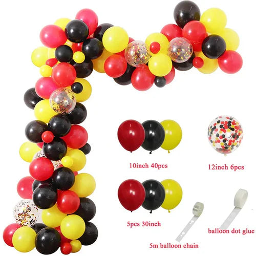 Red Black Yellow Balloon Garland Arch Kit Birthday Party Ball Supplies