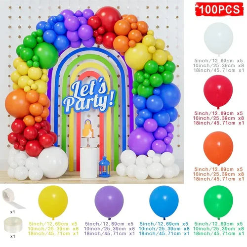 Colorful Rainbow Balloon Garland Arch Kit Multicolor Latex Ballons