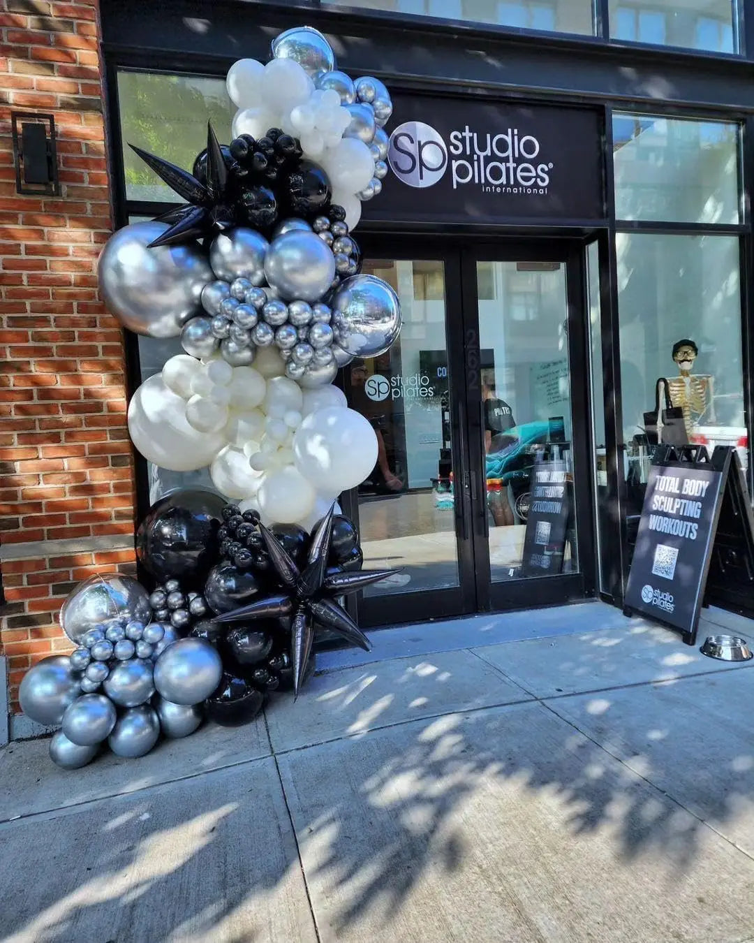 96Pcs Black and Silver White Balloon Garland Arch Kit with Stars and