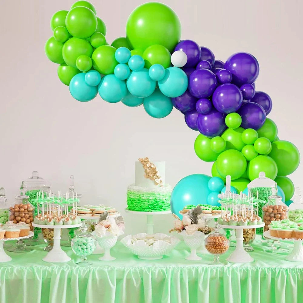 106Pcs Green Purple Balloons Arch Garland Kit Blue Latex Ballon Boys