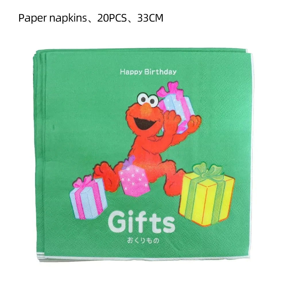 Cute S&Sesames Street Birthday Party Decorations Moster Theme Tableware Cake Topper Balloon Party Favors Kids Baby Shower Decor