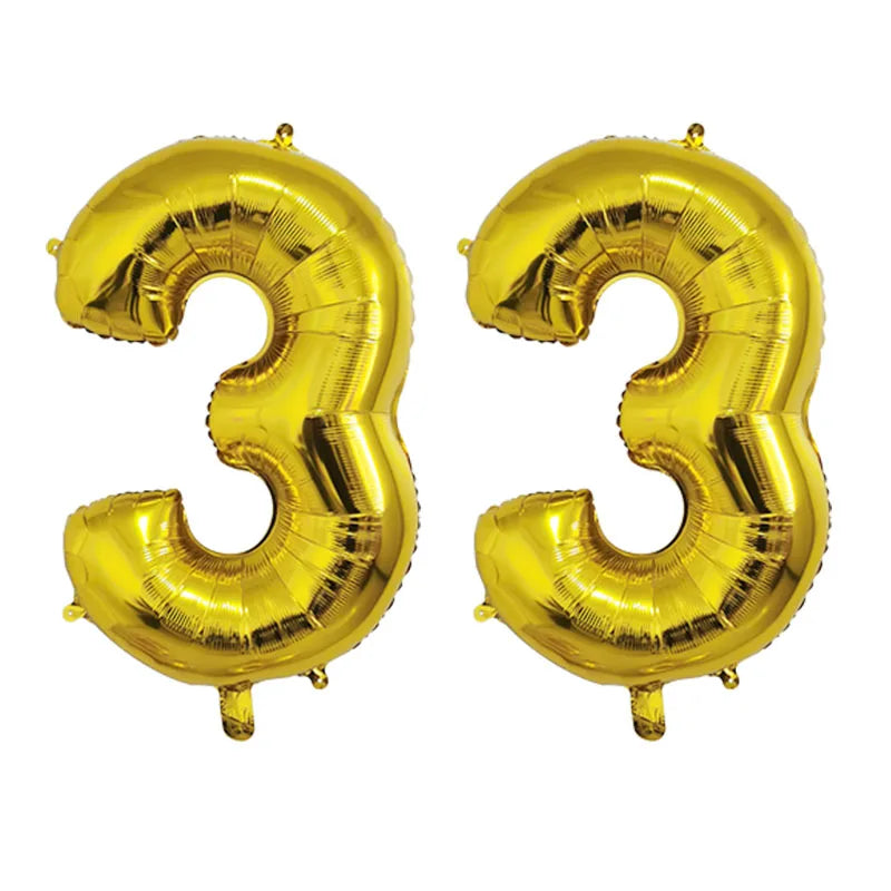 2Pcs 32 Inch Gold Silver Black Blue Pink Helium Foil Number Balloon 28 29 30 31 32 33 Happy Birthday Party Decoration Supplies