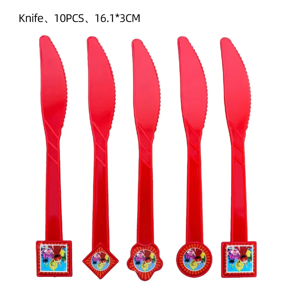Cute S&Sesames Street Birthday Party Decorations Moster Theme Tableware Cake Topper Balloon Party Favors Kids Baby Shower Decor