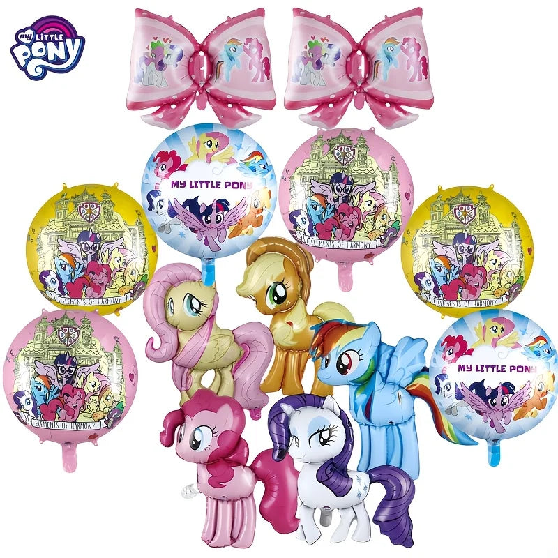13pcs My Little Pony Themed Birthday Party Festival Decoration Balloons Pony Character Large Set for Celebrations