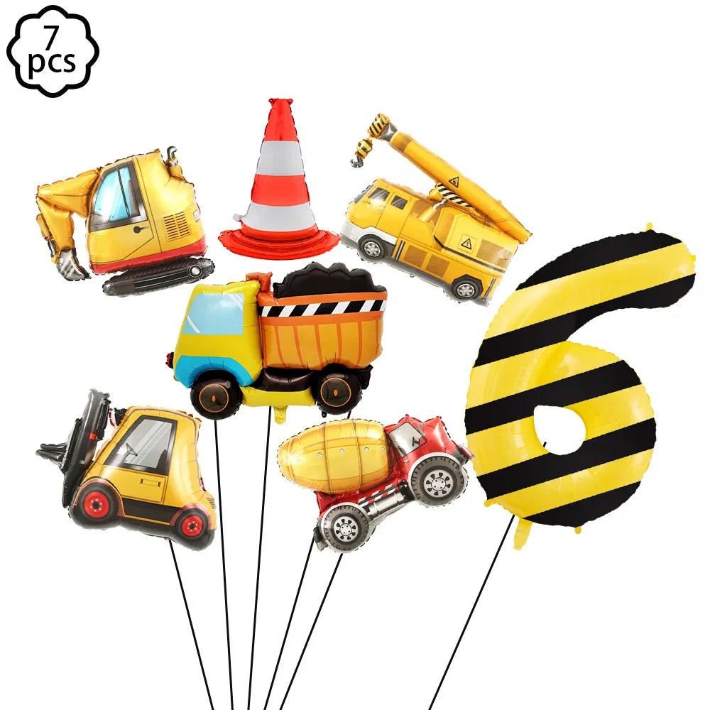 Construction Birthday Banner garland Construction Vehicles Truck Balloon Boys Birthday Party Decor Construction Party Decoration
