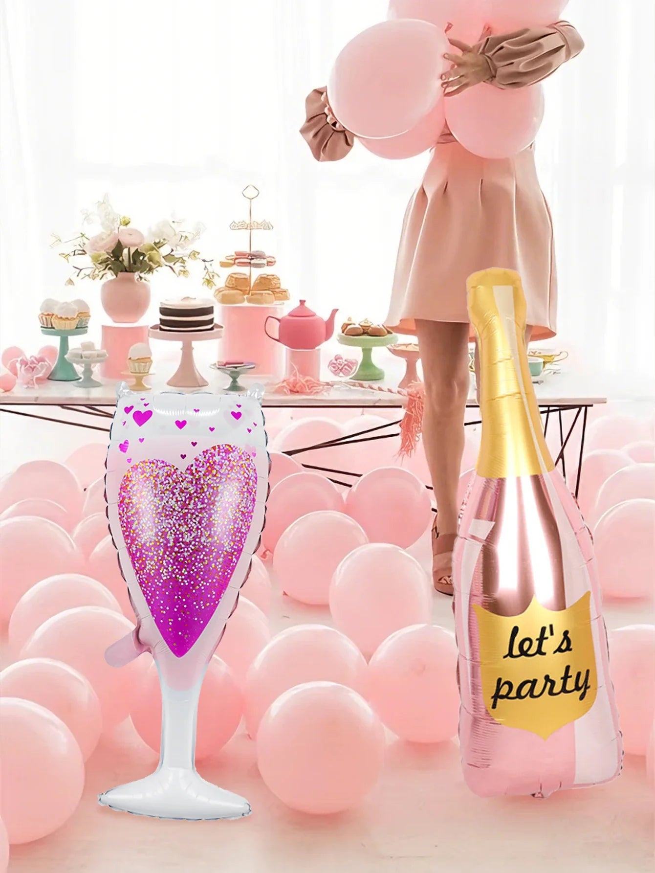 45pcs/set 16-inch pink "Happy Birthday" letter foil balloon set, birthday party decorations, wedding decorations.