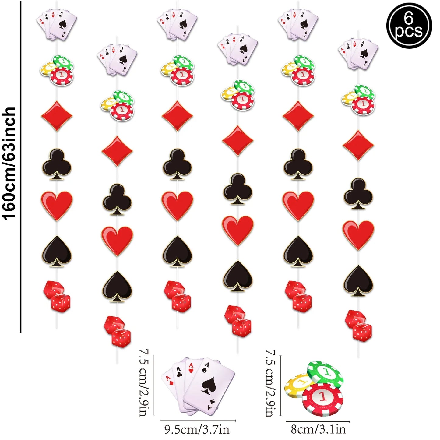 Casino Party Decoration Poker Honeycomb Ball Poker Card Garlands Balloons Casino Las Vegas Themed Adult Birthday Party Supplies