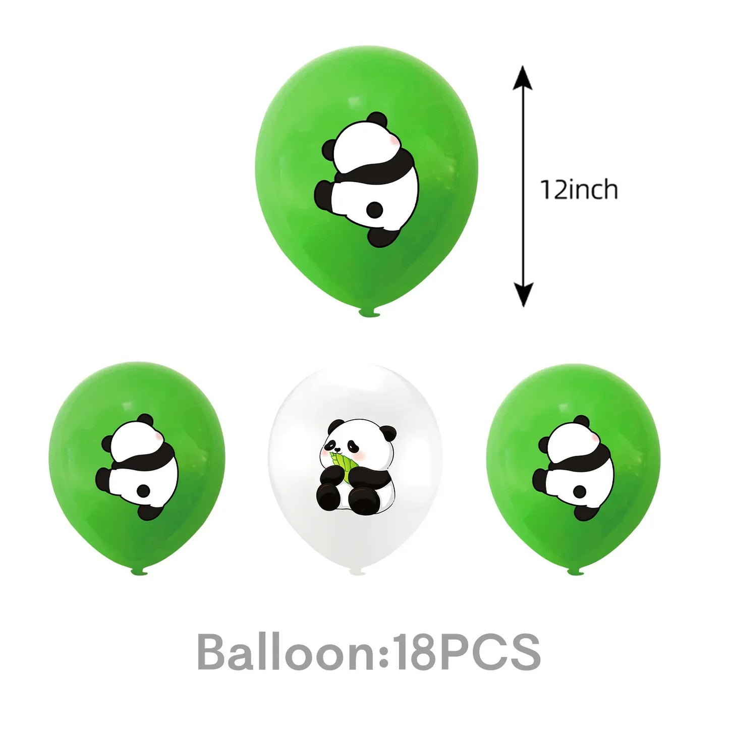 Cartoon Panda Animal Green 32inch Foil Number Balloon Set Children Birthday Party DIY Decoration Baby Shower Kids Animal Balloon