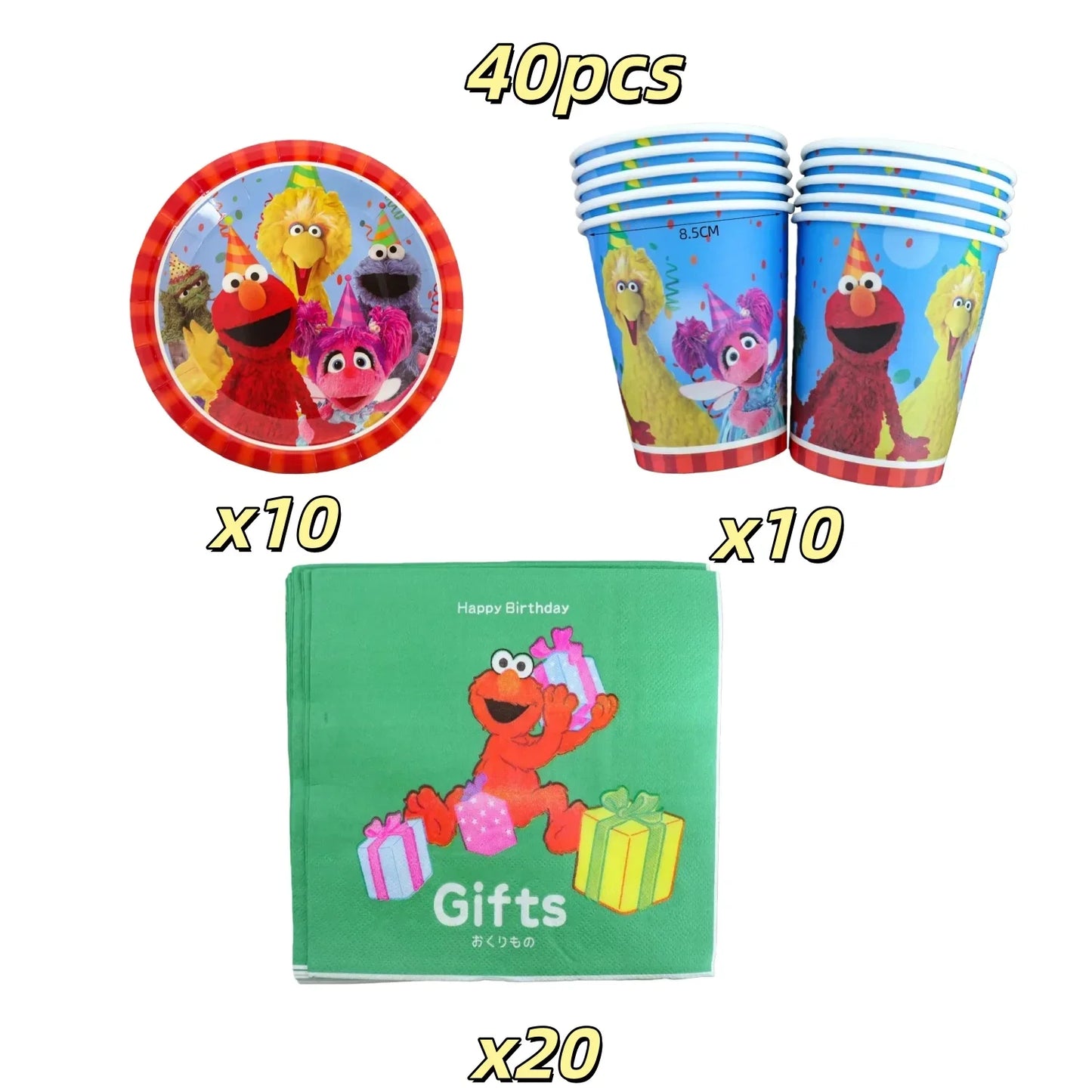 Cute S&Sesames Street Birthday Party Decorations Moster Theme Tableware Cake Topper Balloon Party Favors Kids Baby Shower Decor
