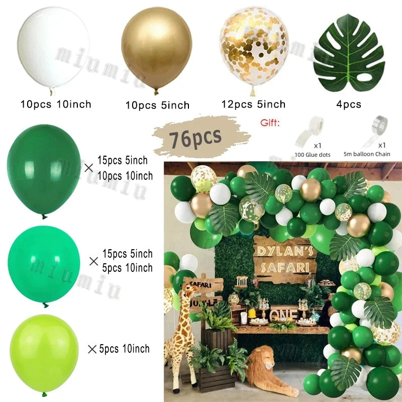 Sage Green Brown Wildlife Themed Balloon Garland Arch Kit Deer Print for Jungle Safari Kid Birthday Baby Shower Party Decoration