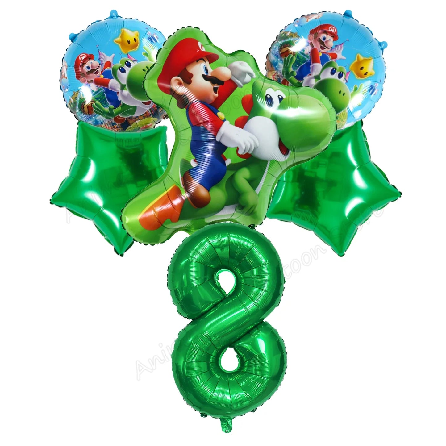 Super Mario Bros Birthday Ballons 6pcs Set Anime Aluminum Foil Balloon Number Balloons Party Decoration Photographic Props Gift