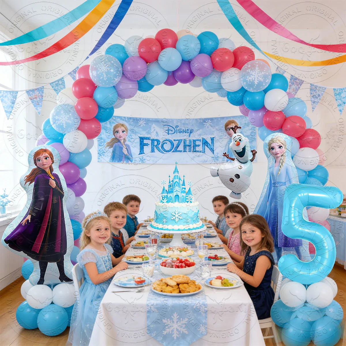 Frozen Queen Theme Foil Balloon Set 32inch Blue Number Foil Balloon Elsa Anna Olaf Balloon Baby Shower Birthday Party Decoration