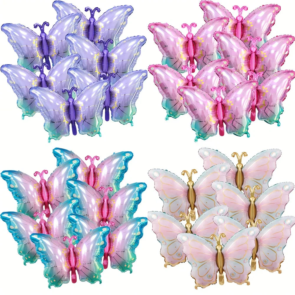 6pcs Colorful Butterfly Foil Balloons Butterfly Themed  Balloons Girls Birthday Party Wedding Baby Shower Decoration Gifts