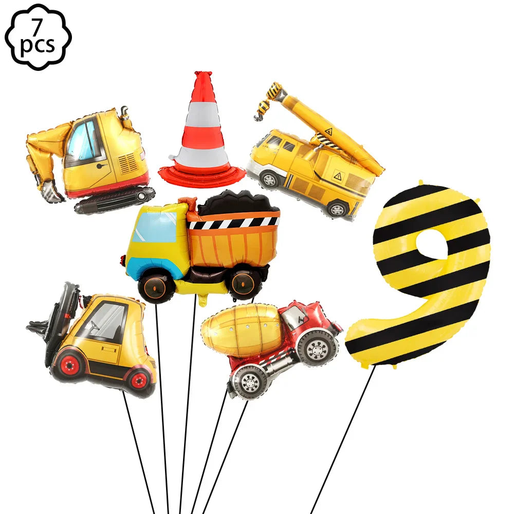 Construction Birthday Banner garland Construction Vehicles Truck Balloon Boys Birthday Party Decor Construction Party Decoration