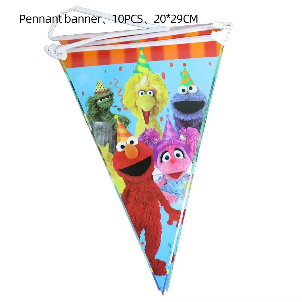 Cute S&Sesames Street Birthday Party Decorations Moster Theme Tableware Cake Topper Balloon Party Favors Kids Baby Shower Decor