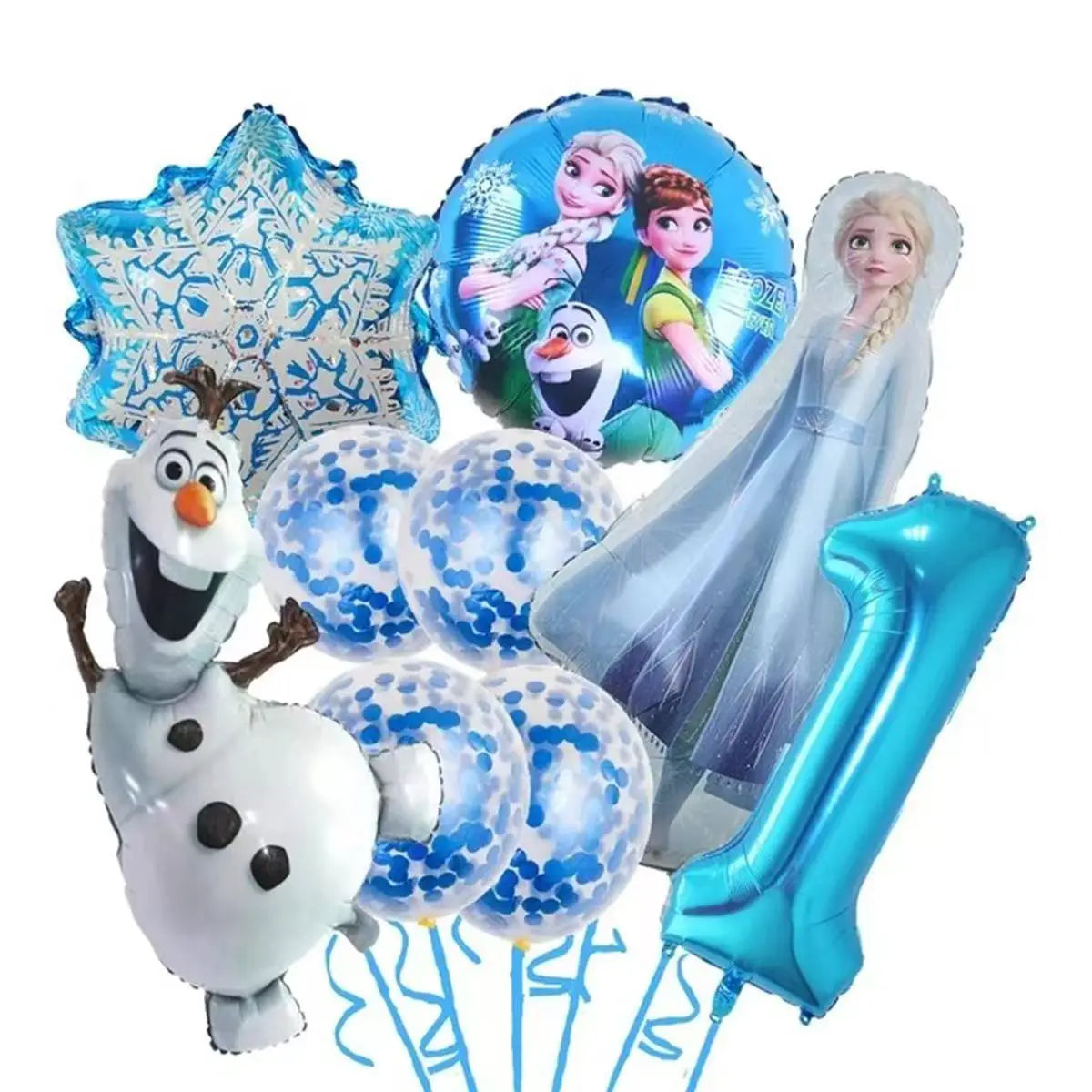 Frozen Foil Balloons Garland Arch Kit Blue Anime Number 1-9th Birthday Party Decor for Girls Wedding Baby Shower Party Supplies