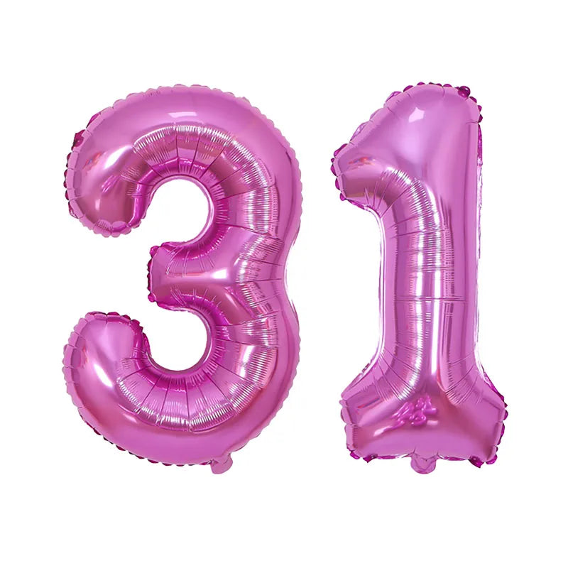 2Pcs 32 Inch Gold Silver Black Blue Pink Helium Foil Number Balloon 28 29 30 31 32 33 Happy Birthday Party Decoration Supplies