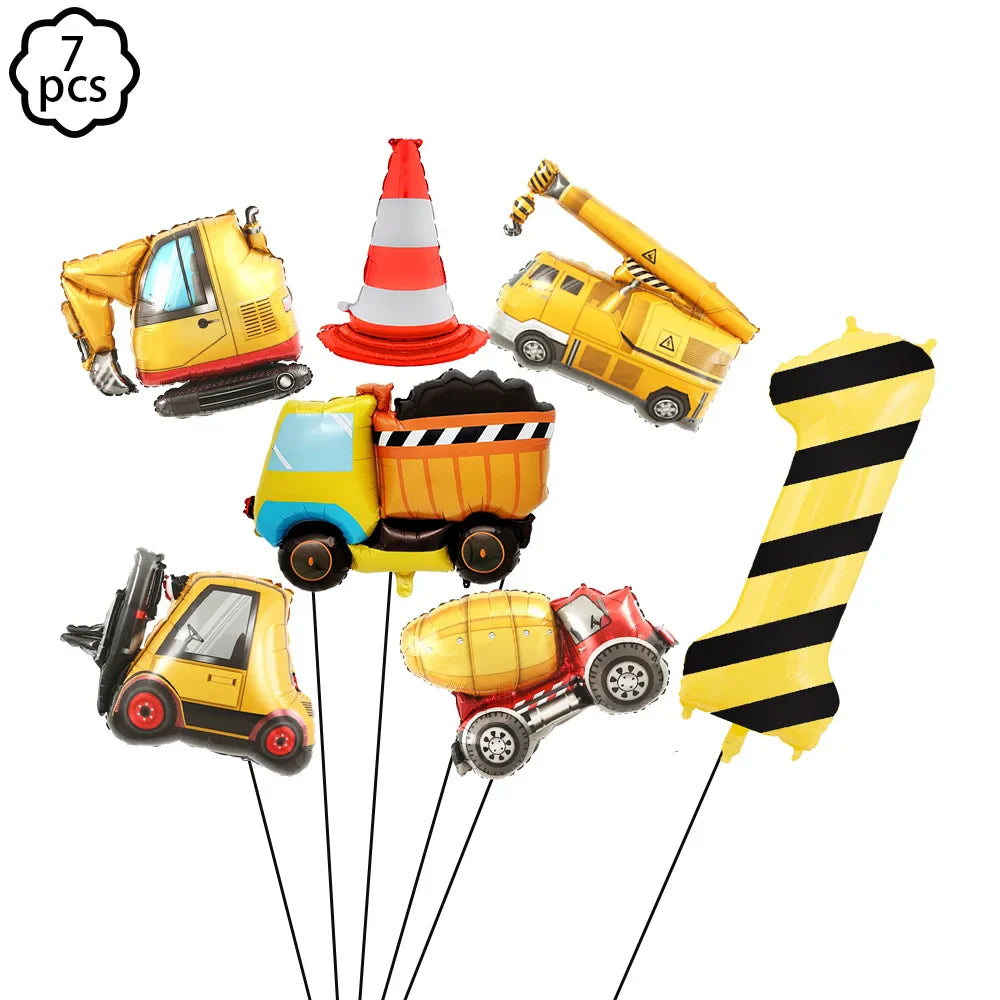 Construction Birthday Banner garland Construction Vehicles Truck Balloon Boys Birthday Party Decor Construction Party Decoration