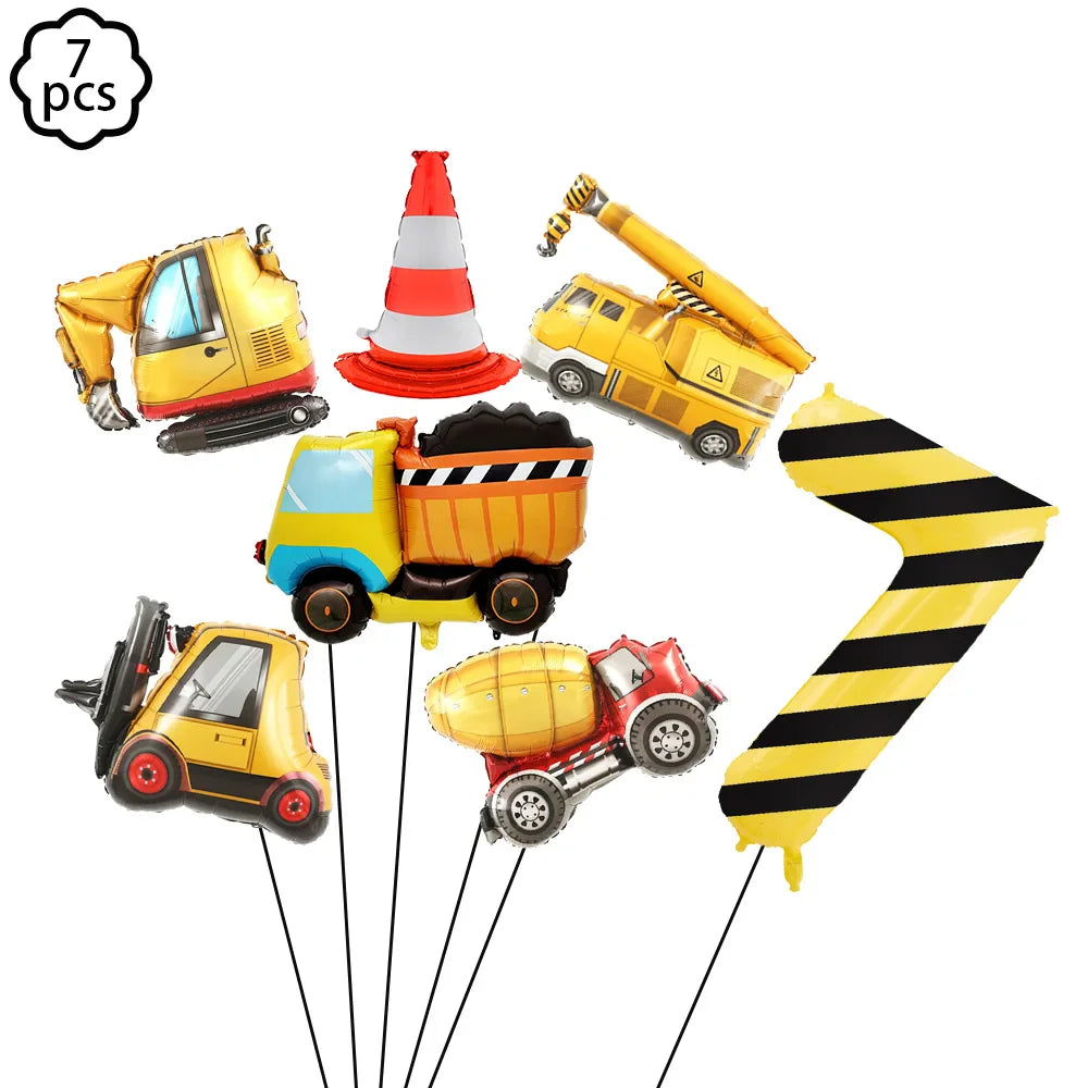 Construction Birthday Banner garland Construction Vehicles Truck Balloon Boys Birthday Party Decor Construction Party Decoration