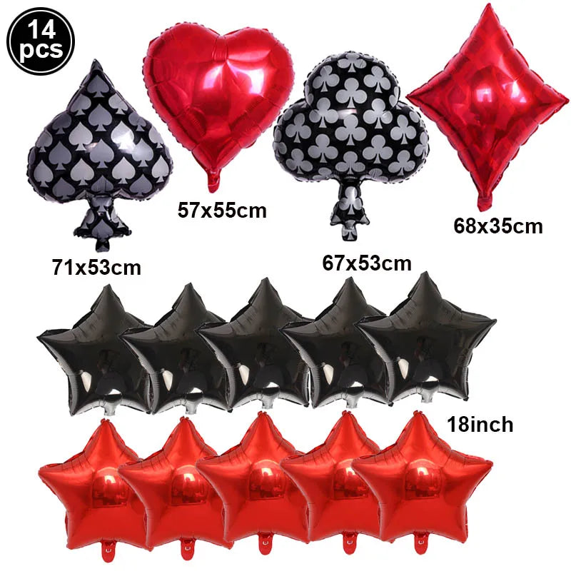 Casino Party Decoration Poker Honeycomb Ball Poker Card Garlands Balloons Casino Las Vegas Themed Adult Birthday Party Supplies