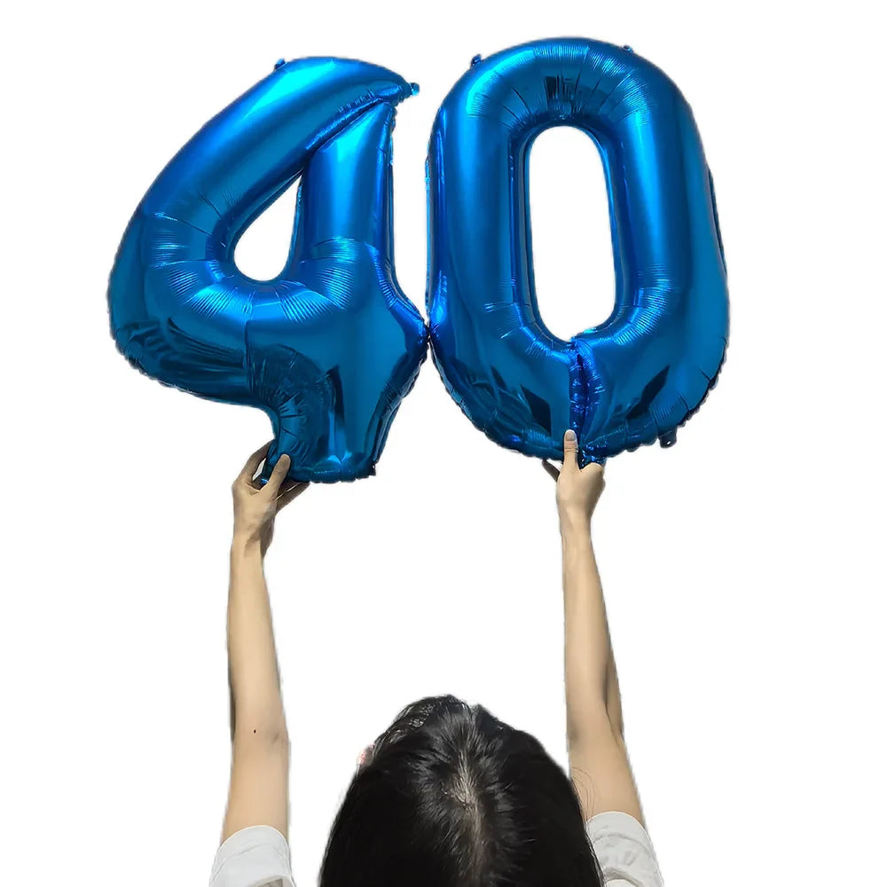 Number 40 Balloon 40 Digit Balloon Forty Blue Figure Green Globe 40th Birthday Big Large Red Rose Golden Black Colorful 32inch