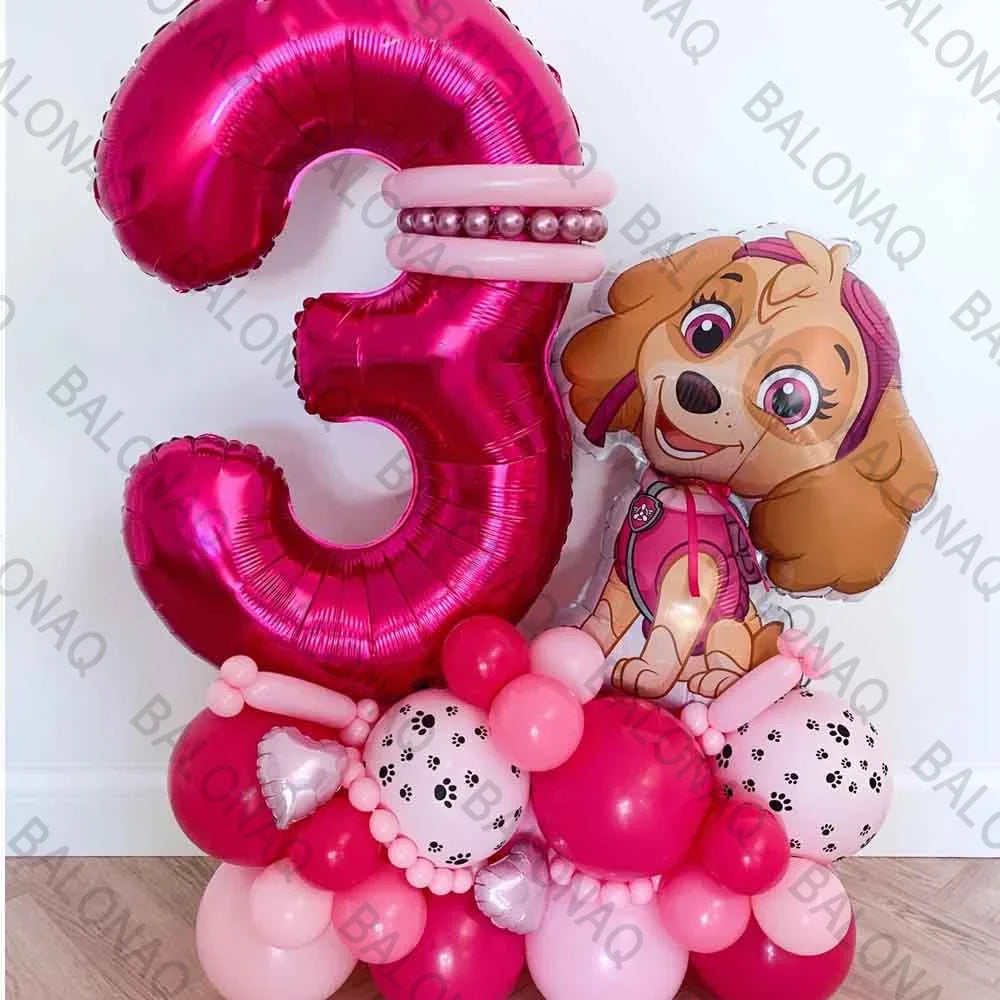 24pcs Paw Patrol Children's Birthday Party Decoration Girls Boys Anime Cartoon Balloon Set Dogs Skye Chase Balloons Baby Shower
