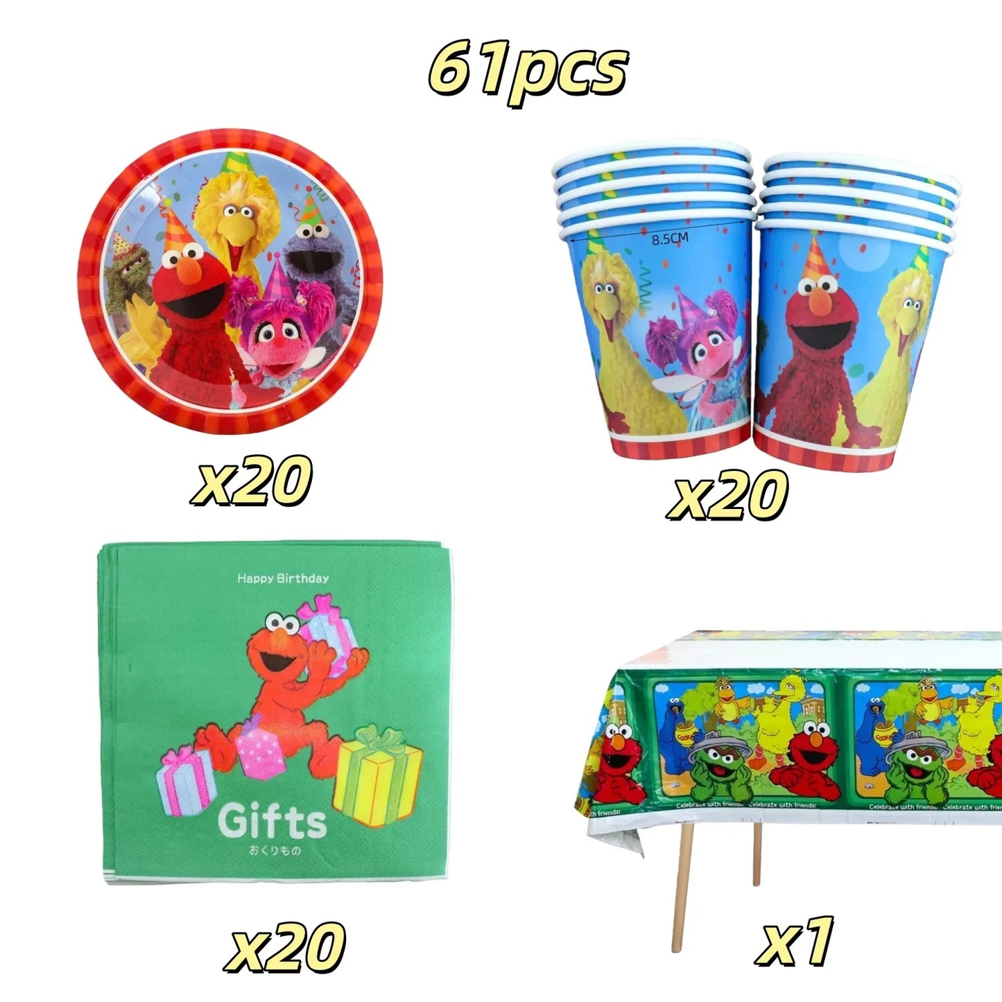Cute S&Sesames Street Birthday Party Decorations Moster Theme Tableware Cake Topper Balloon Party Favors Kids Baby Shower Decor
