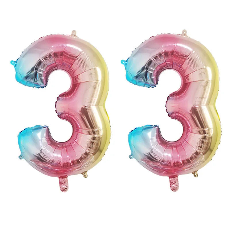 2Pcs 32 Inch Gold Silver Black Blue Pink Helium Foil Number Balloon 28 29 30 31 32 33 Happy Birthday Party Decoration Supplies