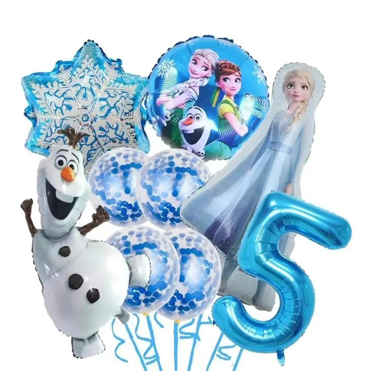 Frozen Foil Balloons Garland Arch Kit Blue Anime Number 1-9th Birthday Party Decor for Girls Wedding Baby Shower Party Supplies