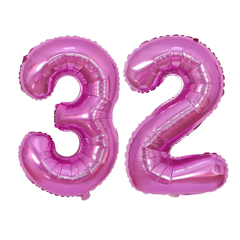 2Pcs 32 Inch Gold Silver Black Blue Pink Helium Foil Number Balloon 28 29 30 31 32 33 Happy Birthday Party Decoration Supplies