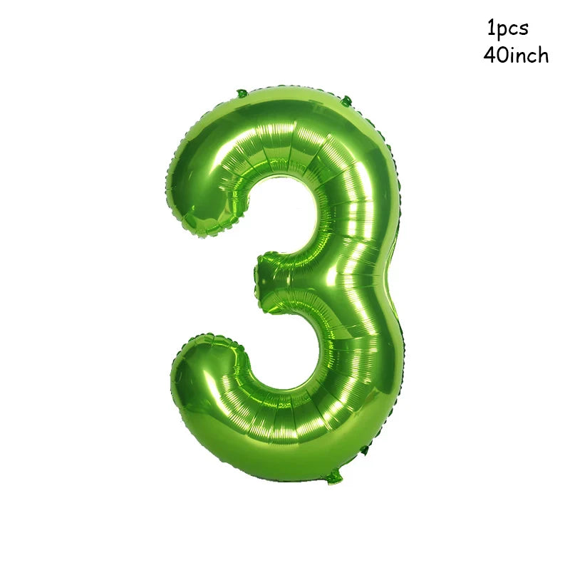 Cyuan 32/40inch green number balloons Foil Balloon Jungle Safari Birthday Balloon Party Baloon 0 1 2 3 4 5 6 7 8 9 globos Balls