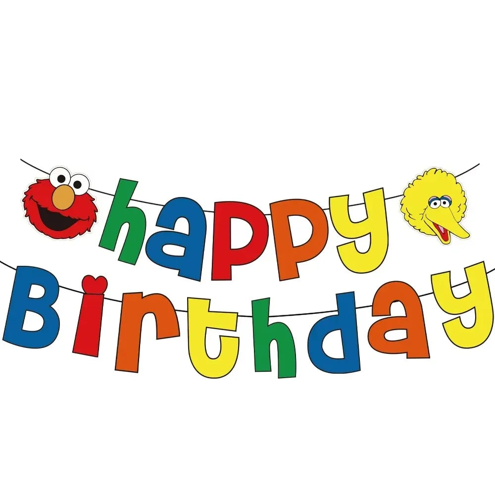 Cute S&Sesames Street Birthday Party Decorations Moster Theme Tableware Cake Topper Balloon Party Favors Kids Baby Shower Decor