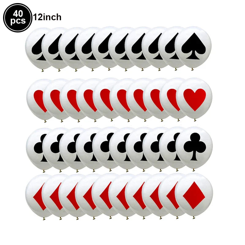 Casino Party Decoration Poker Honeycomb Ball Poker Card Garlands Balloons Casino Las Vegas Themed Adult Birthday Party Supplies
