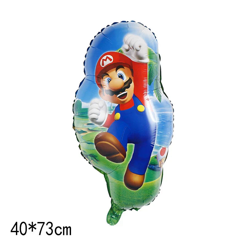 Super Mario Bros Birthday Ballons 6pcs Set Anime Aluminum Kids Foil Balloon Ornament Number Balloons Party Decoration Props Gift