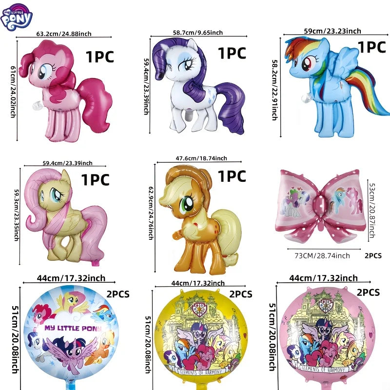 13pcs My Little Pony Themed Birthday Party Festival Decoration Balloons Pony Character Large Set for Celebrations