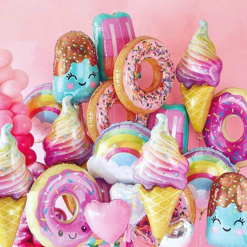 32Inch Donut globos Foil Balloon Fruit Ice Cream Helium Balloon