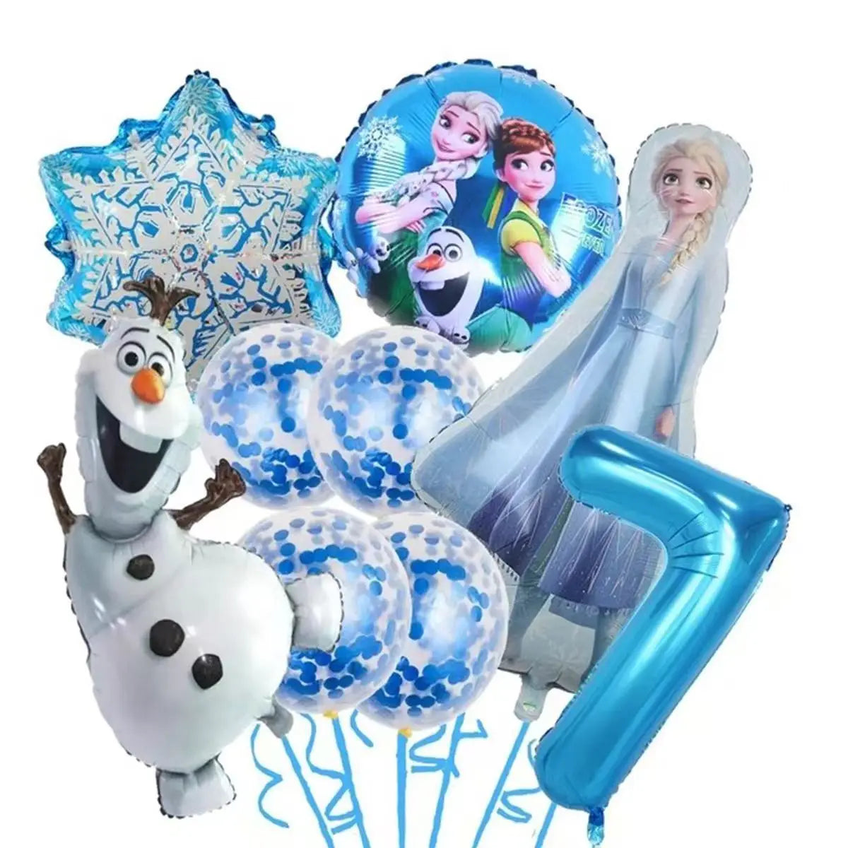 Frozen Foil Balloons Garland Arch Kit Blue Anime Number 1-9th Birthday Party Decor for Girls Wedding Baby Shower Party Supplies