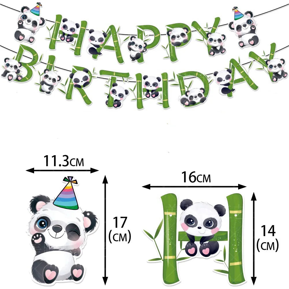 Cartoon Panda Animal Green 32inch Foil Number Balloon Set Children Birthday Party DIY Decoration Baby Shower Kids Animal Balloon