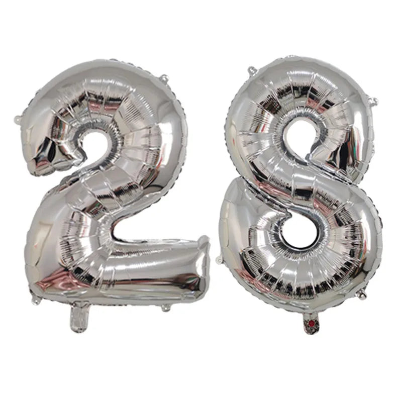 2Pcs 32 Inch Gold Silver Black Blue Pink Helium Foil Number Balloon 28 29 30 31 32 33 Happy Birthday Party Decoration Supplies