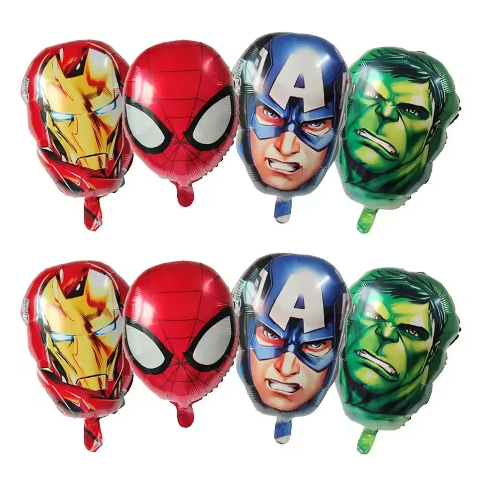 20/50Pcs Cartoon Hero Head Foil Balloons Birthday Party Decoration Iron Man Captain America Spider Man Hulk Balloon Set Supplies
