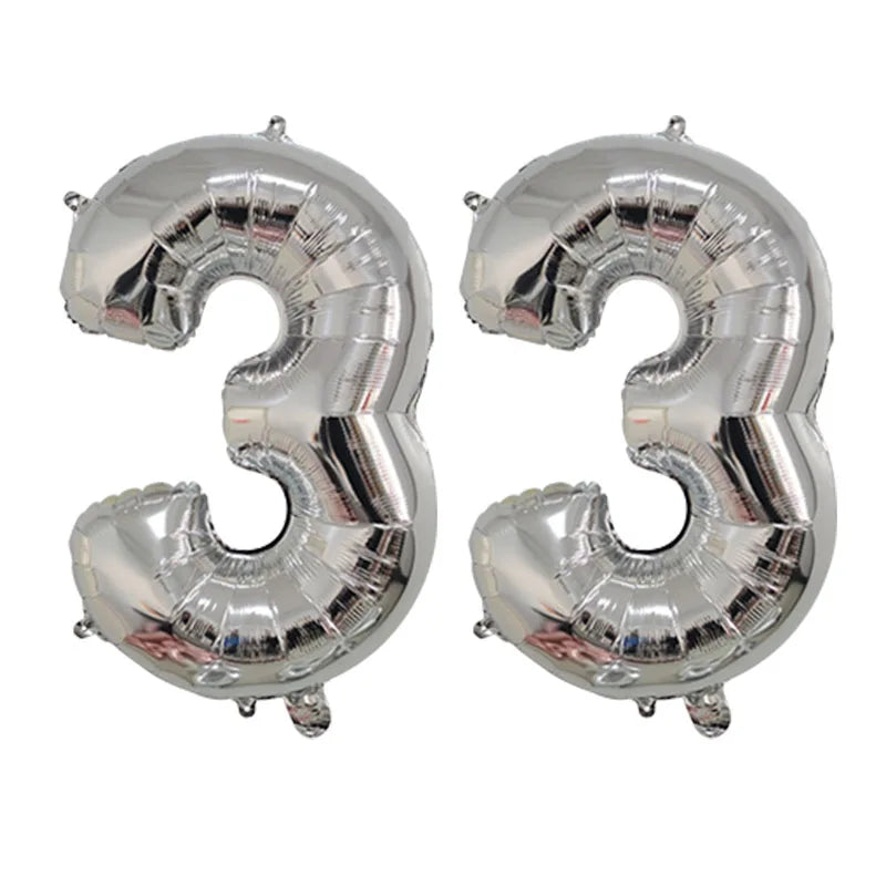 2Pcs 32 Inch Gold Silver Black Blue Pink Helium Foil Number Balloon 28 29 30 31 32 33 Happy Birthday Party Decoration Supplies